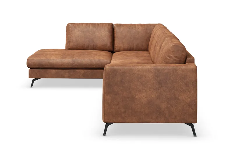 Ocean Lyx 4-istuttava Vasenkätinen L-muotoinen Divaanisohva Keinonahkalla - Ruskea - Huonekalut - Sohva - Divaanisohva - 4 istuttava sohva divaanilla