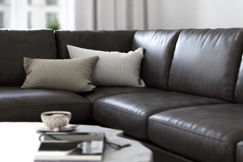 Ocean Lyx 4-istuttava Vasenkätinen L-muotoinen Divaanisohva Keinonahkalla - Tummanharmaa - Huonekalut - Sohva - Divaanisohva - 4 istuttava sohva divaanilla