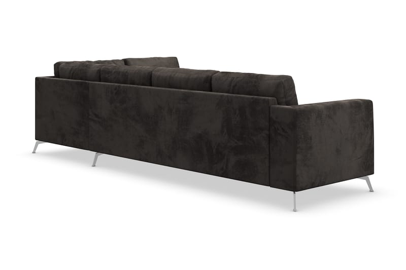 Ocean Lyx 5-istuttava Oikeakätinen L-muotoinen Divaanisohva Sametilla - Tummanharmaa - Huonekalut - Sohva - Divaanisohva - 4 istuttava sohva divaanilla