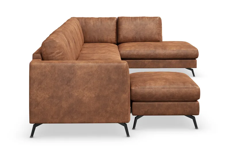 Ocean Lyx 6-istuttava Oikeakätinen U-muotoinen Sohva Divaanilla ja Divaanituolilla + Rahi Keinonahkalla - Ruskea - Huonekalut - Sohva - U-Sohva