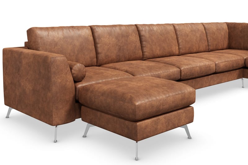 Ocean Lyx 6-istuttava Oikeakätinen U-muotoinen Sohva Divaanilla ja Divaanituolilla + Rahi Keinonahkalla - Ruskea - Huonekalut - Sohva - U-Sohva