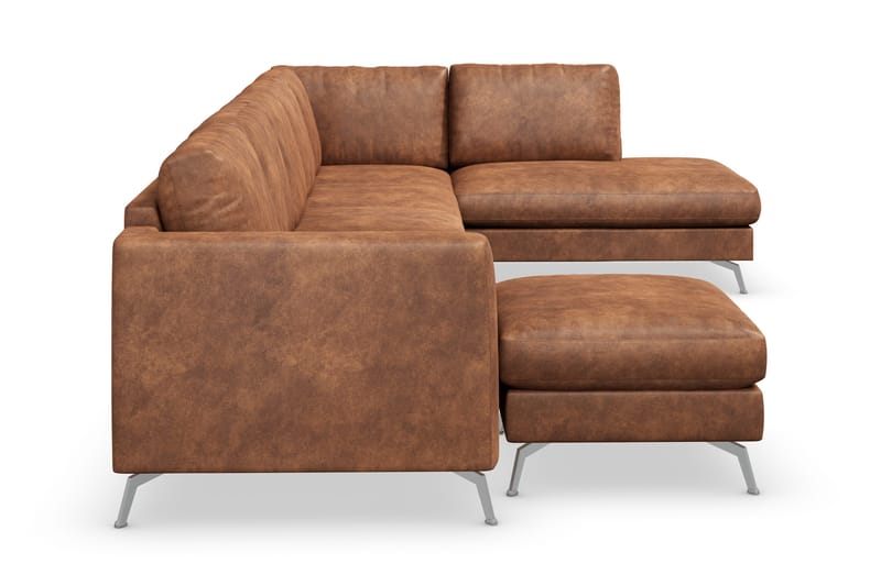 Ocean Lyx 6-istuttava Oikeakätinen U-muotoinen Sohva Divaanilla ja Divaanituolilla + Rahi Keinonahkalla - Ruskea - Huonekalut - Sohva - U-Sohva