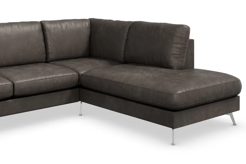 Ocean Lyx 6-istuttava Oikeakätinen U-muotoinen Sohva Divaanilla ja Divaanituolilla + Rahi Keinonahkalla - Tummanharmaa - Huonekalut - Sohva - U-Sohva