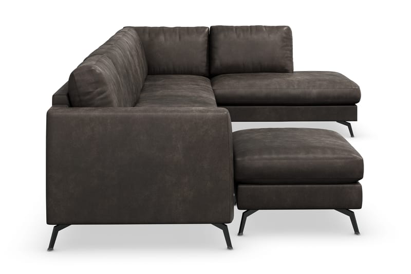 Ocean Lyx 6-istuttava Oikeakätinen U-muotoinen Sohva Divaanilla ja Divaanituolilla + Rahi Keinonahkalla - Tummanharmaa - Huonekalut - Sohva - U-Sohva