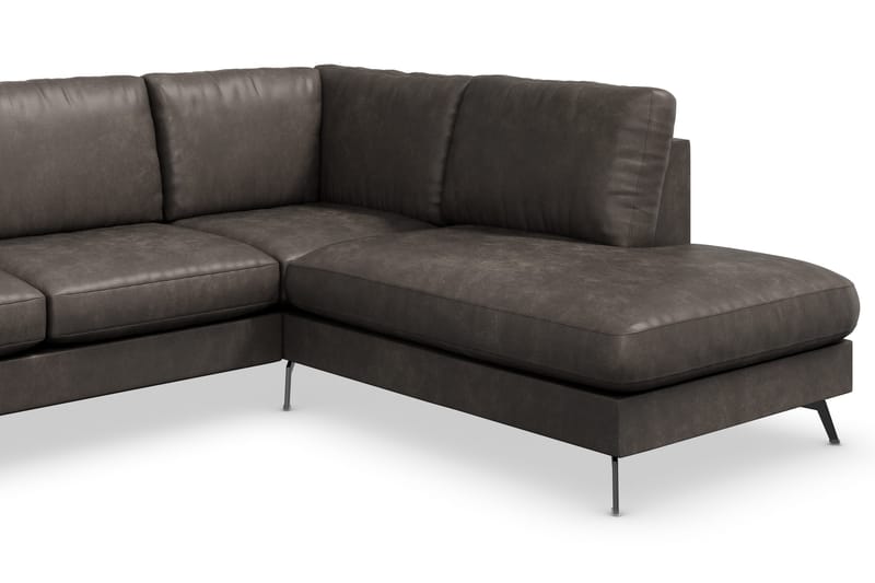 Ocean Lyx 6-istuttava Oikeakätinen U-muotoinen Sohva Divaanilla ja Divaanituolilla + Rahi Keinonahkalla - Tummanharmaa - Huonekalut - Sohva - U-Sohva