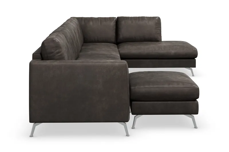 Ocean Lyx 6-istuttava Oikeakätinen U-muotoinen Sohva Divaanilla ja Divaanituolilla + Rahi Keinonahkalla - Tummanharmaa - Huonekalut - Sohva - U-Sohva