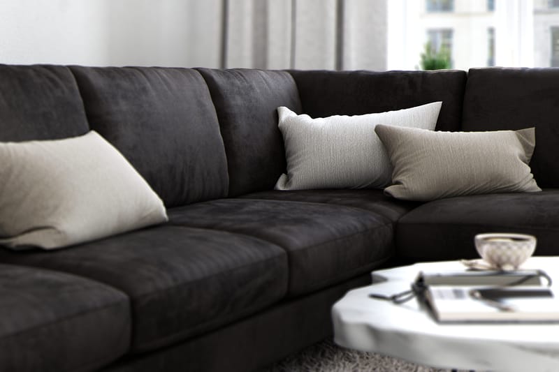 Ocean Lyx 6-istuttava Oikeakätinen U-muotoinen Sohva Divaanilla ja Divaanituolilla + Rahi Sametilla - Tummanharmaa - Huonekalut - Sohva - U-Sohva