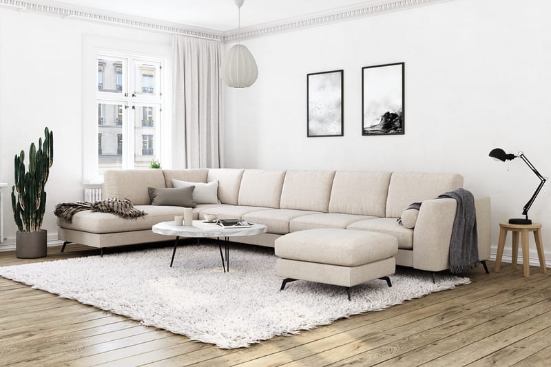 Ocean Lyx 6-istuttava Vasenkätinen U-muotoinen Sohva Divaanilla ja Divaanituolilla + Rahi Kankaalla - Beige - Huonekalut - Sohva - Divaanisohva