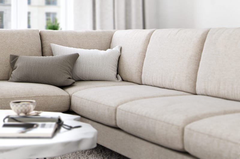 Ocean Lyx 6-istuttava Vasenkätinen U-muotoinen Sohva Divaanilla ja Divaanituolilla + Rahi Kankaalla - Beige - Huonekalut - Sohva - Divaanisohva