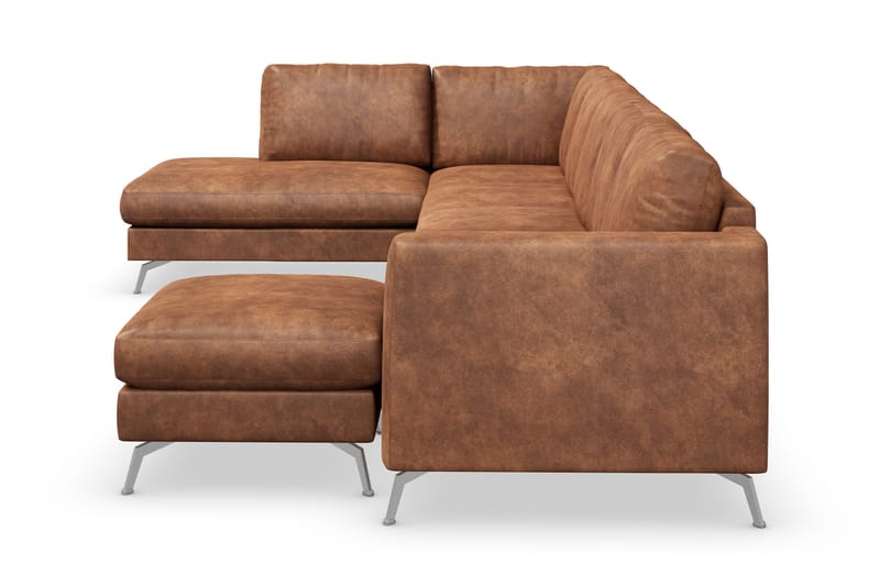 Ocean Lyx 6-istuttava Vasenkätinen U-muotoinen Sohva Divaanilla ja Divaanituolilla + Rahi Keinonahkalla - Ruskea - Huonekalut - Sohva - Divaanisohva