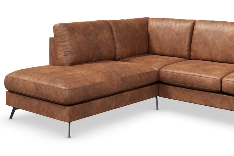 Ocean Lyx 6-istuttava Vasenkätinen U-muotoinen Sohva Divaanilla ja Divaanituolilla + Rahi Keinonahkalla - Ruskea - Huonekalut - Sohva - Divaanisohva