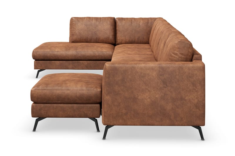 Ocean Lyx 6-istuttava Vasenkätinen U-muotoinen Sohva Divaanilla ja Divaanituolilla + Rahi Keinonahkalla - Ruskea - Huonekalut - Sohva - Divaanisohva