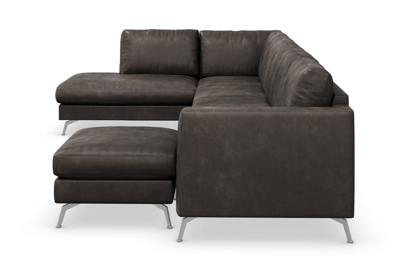Ocean Lyx 6-istuttava Vasenkätinen U-muotoinen Sohva Divaanilla ja Divaanituolilla + Rahi Keinonahkalla - Tummanharmaa - Huonekalut - Sohva - Divaanisohva