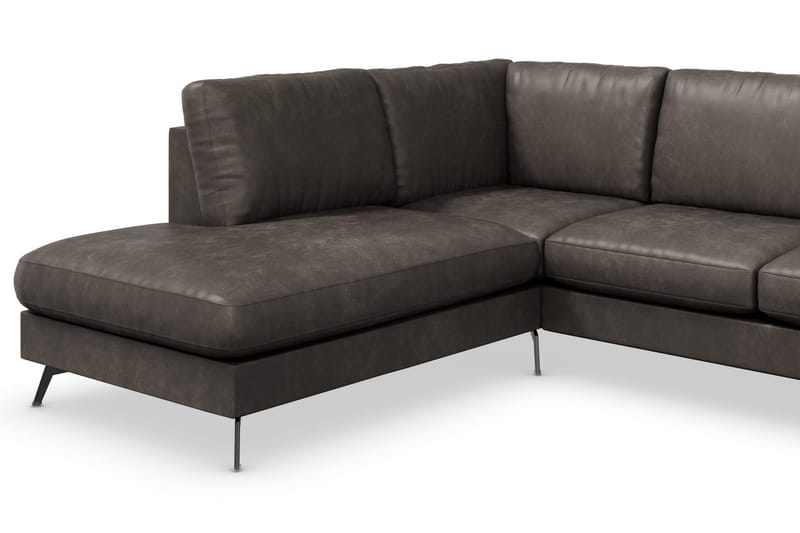 Ocean Lyx 6-istuttava Vasenkätinen U-muotoinen Sohva Divaanilla ja Divaanituolilla + Rahi Keinonahkalla - Tummanharmaa - Huonekalut - Sohva - Divaanisohva