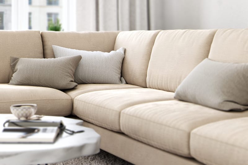 Ocean Lyx 6-istuttava Vasenkätinen U-muotoinen Sohva Divaanilla ja Divaanituolilla + Rahi Sametilla - Beige - Huonekalut - Sohva - Divaanisohva