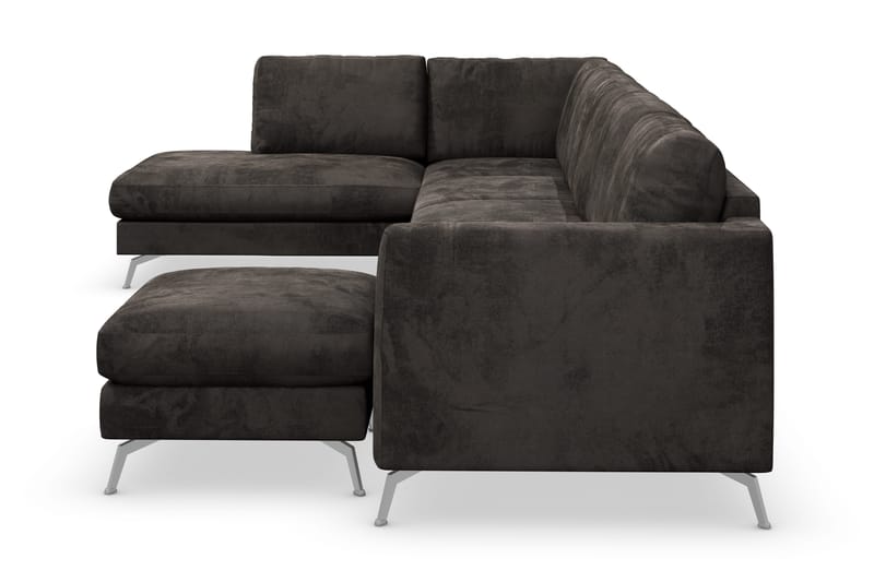 Ocean Lyx 6-istuttava Vasenkätinen U-muotoinen Sohva Divaanilla ja Divaanituolilla + Rahi Sametilla - Tummanharmaa - Huonekalut - Sohva - Divaanisohva