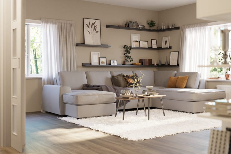 Optus Lyx 4-istuttava Oikeakätinen U-muotoinen Sohva Divaanilla ja Divaaniosalla Kankaasta - Harmaa - Huonekalut - Sohva - Divaanisohva