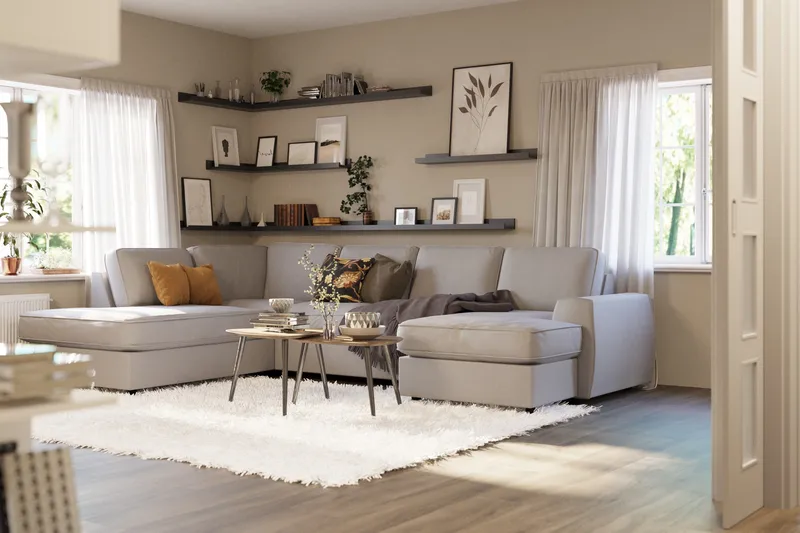 Optus Lyx 4-istuttava Vasenkätinen U-muotoinen Sohva Divaanilla ja Divaaniosalla Kankaasta - Harmaa - Huonekalut - Sohva - Divaanisohva