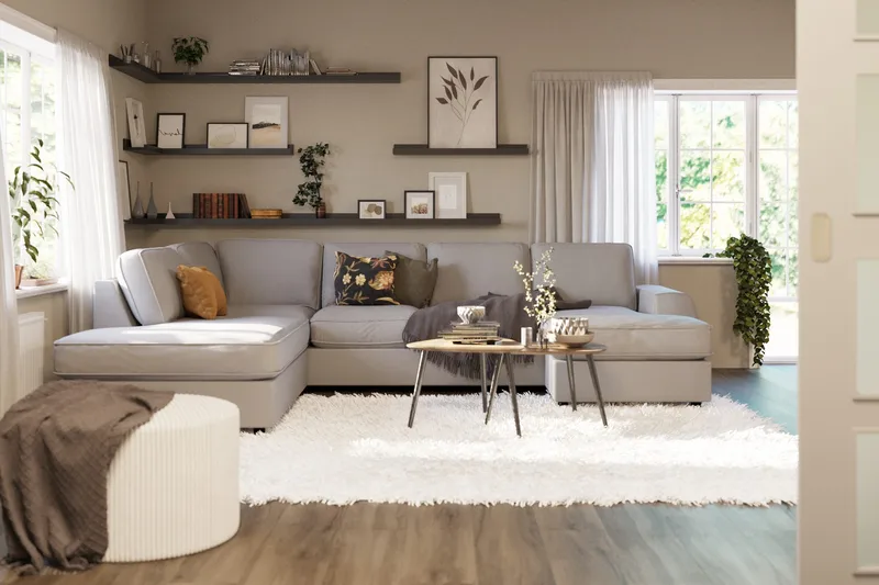 Optus Lyx 4-istuttava Vasenkätinen U-muotoinen Sohva Divaanilla ja Divaaniosalla Kankaasta - Harmaa - Huonekalut - Sohva - Divaanisohva