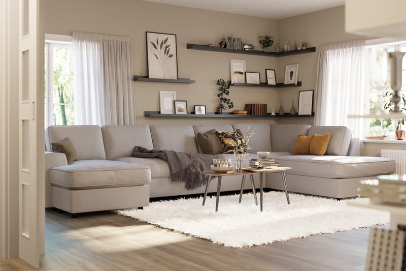 Optus Lyx 6-istuttava Oikeakätinen U-muotoinen Large Sohva Divaanilla ja Divaaniosalla Kankaasta - Harmaa - Huonekalut - Sohva - Divaanisohva