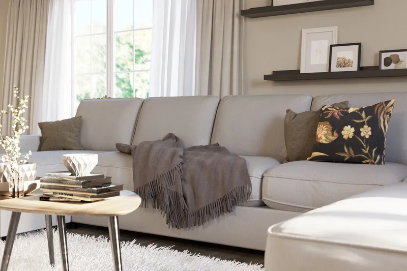 Optus Lyx 6-istuttava Oikeakätinen U-muotoinen Large Sohva Divaanilla ja Divaaniosalla Kankaasta - Harmaa - Huonekalut - Sohva - Divaanisohva