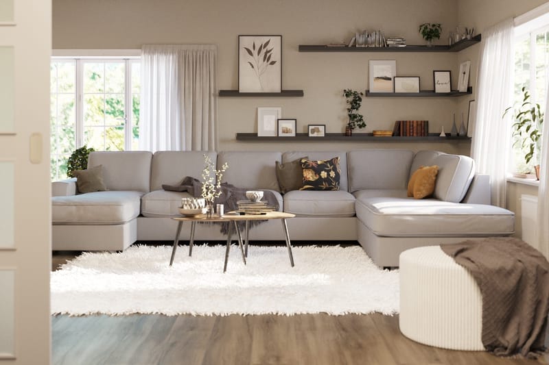 Optus Lyx 6-istuttava Oikeakätinen U-muotoinen Large Sohva Divaanilla ja Divaaniosalla Kankaasta - Harmaa - Huonekalut - Sohva - Divaanisohva