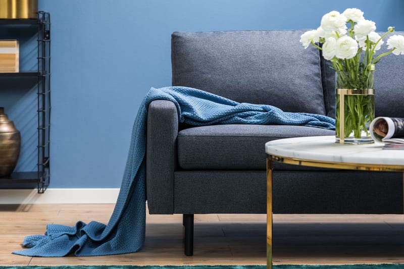 Peppe 3-istuttava Käännettävä L-muotoinen Divaanisohva Kankaalla - Tummanharmaa - Huonekalut - Sohva - Divaanisohva - 3 istuttava sohva divaanilla