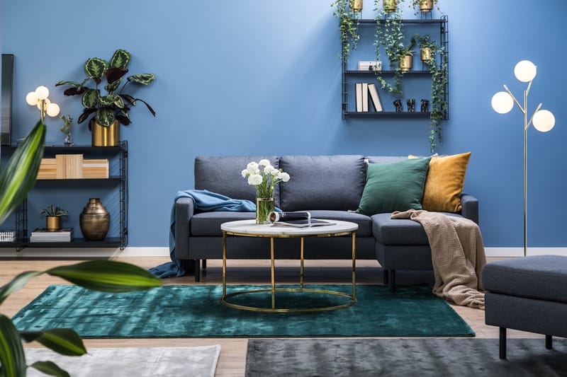 Peppe 3-istuttava Käännettävä L-muotoinen Divaanisohva Kankaalla - Tummanharmaa - Huonekalut - Sohva - Divaanisohva - 3 istuttava sohva divaanilla