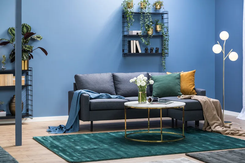 Peppe 3-istuttava Käännettävä L-muotoinen Divaanisohva Kankaalla - Tummanharmaa - Huonekalut - Sohva - Divaanisohva - 3 istuttava sohva divaanilla