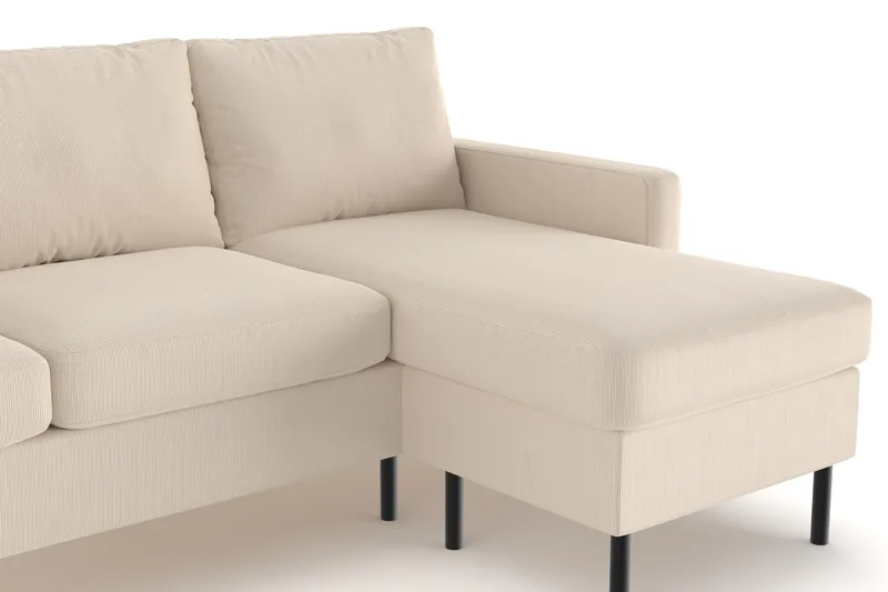 Peppe 3-istuttava Käännettävä L-muotoinen Divaanisohva Manchesterista - Greige - Huonekalut - Sohva - Divaanisohva - 3 istuttava sohva divaanilla