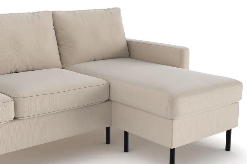 Peppe 3-istuttava Käännettävä L-muotoinen Divaanisohva Manchesterista - Greige - Huonekalut - Sohva - Divaanisohva - 3 istuttava sohva divaanilla