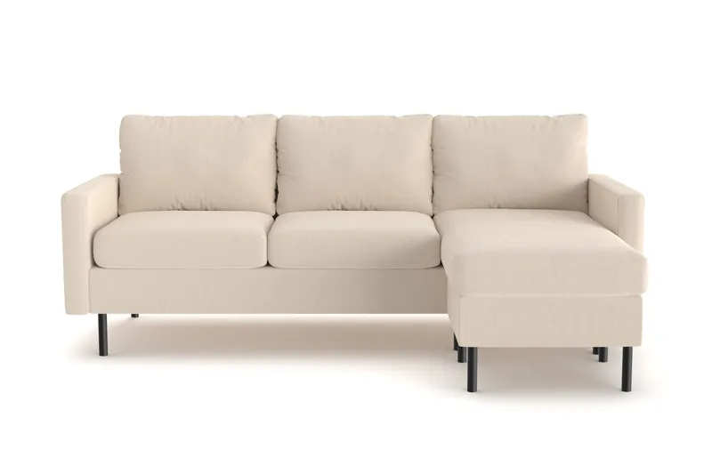 Peppe 3-istuttava Käännettävä L-muotoinen Divaanisohva Manchesterista - Greige - Huonekalut - Sohva - Divaanisohva - 3 istuttava sohva divaanilla