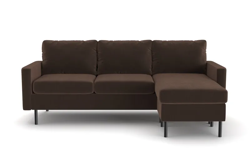 Peppe 3-istuttava Käännettävä L-muotoinen Divaanisohva Manchesterista - Ruskea - Huonekalut - Sohva - Divaanisohva - 3 istuttava sohva divaanilla