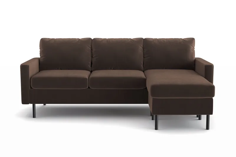 Peppe 3-istuttava Käännettävä L-muotoinen Divaanisohva Manchesterista - Ruskea - Huonekalut - Sohva - Divaanisohva - 3 istuttava sohva divaanilla