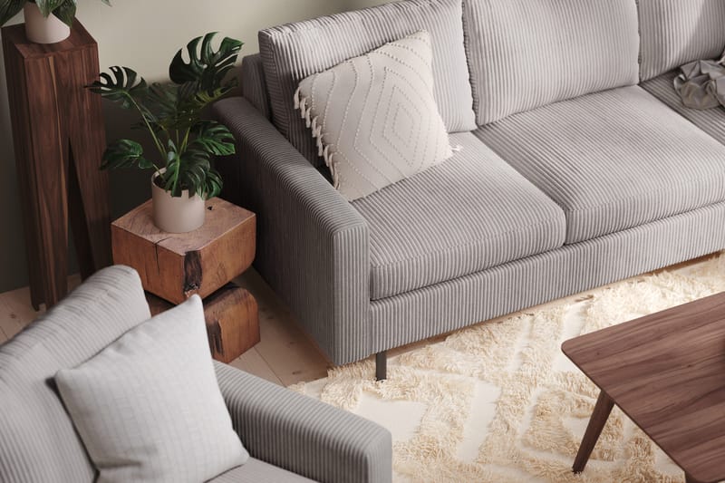 Peppe 3-istuttava Käännettävä L-muotoinen Divaanisohva Manchesterista - Tummanharmaa - Huonekalut - Sohva - Divaanisohva - 3 istuttava sohva divaanilla