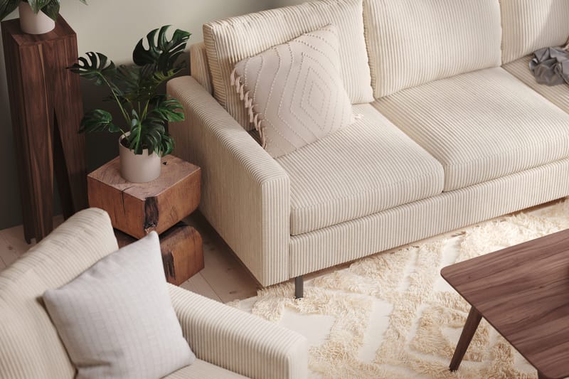 Peppe 4-istuttava Oikeakätinen L-muotoinen Divaanisohva Manchesterista - Beige - Huonekalut - Sohva - Divaanisohva