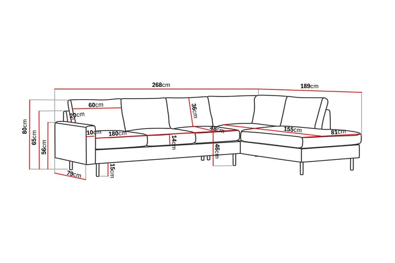 Peppe 4-istuttava Oikeakätinen L-muotoinen Divaanisohva Manchesterista - Beige - Huonekalut - Sohva - Divaanisohva