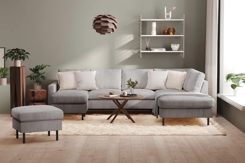 Peppe 4-istuttava Oikeakätinen U-muotoinen Sohva Divaanilla ja Divaaniosalla Manchesterista - Tummanharmaa - Huonekalut - Sohva - Divaanisohva