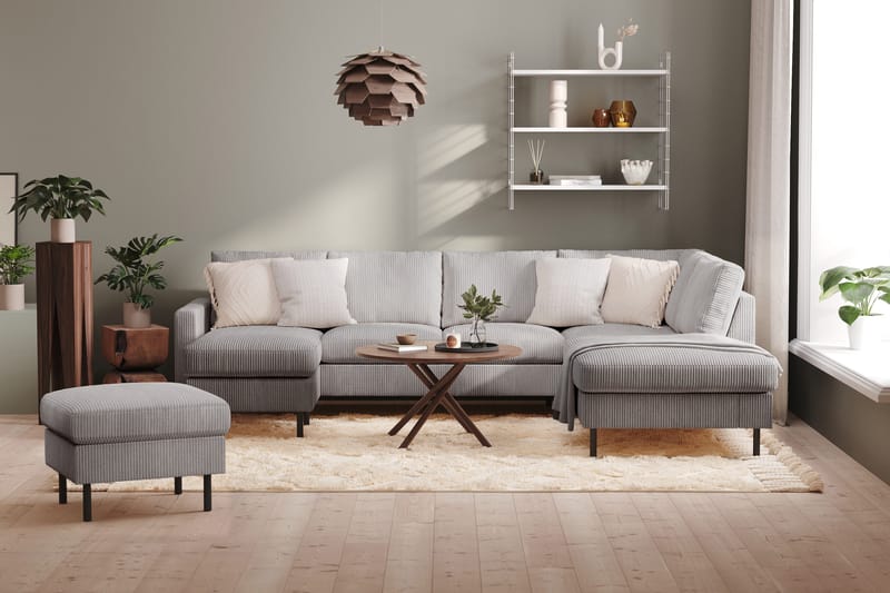 Peppe 4-istuttava Oikeakätinen U-muotoinen Sohva Divaanilla ja Divaaniosalla Manchesterista - Tummanharmaa - Huonekalut - Sohva - Divaanisohva