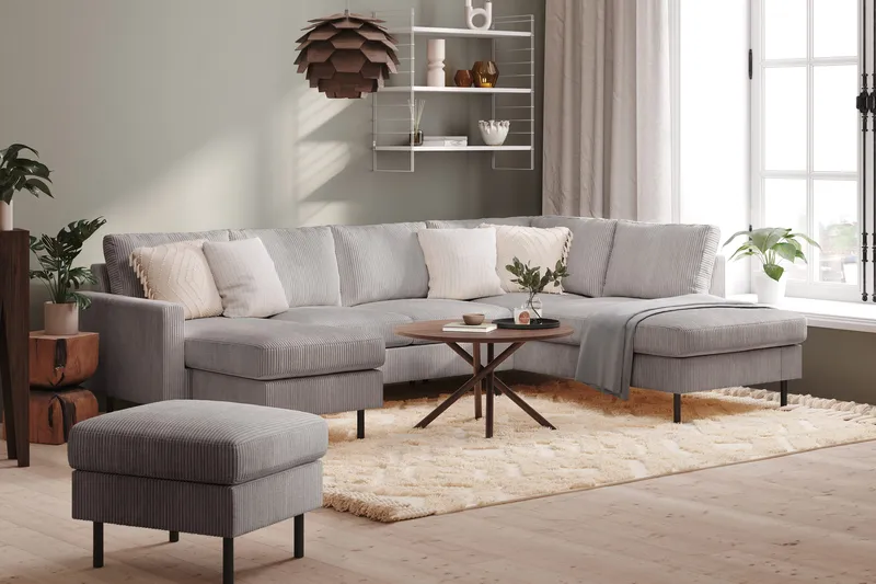 Peppe 4-istuttava Oikeakätinen U-muotoinen Sohva Divaanilla ja Divaaniosalla Manchesterista - Tummanharmaa - Huonekalut - Sohva - Divaanisohva