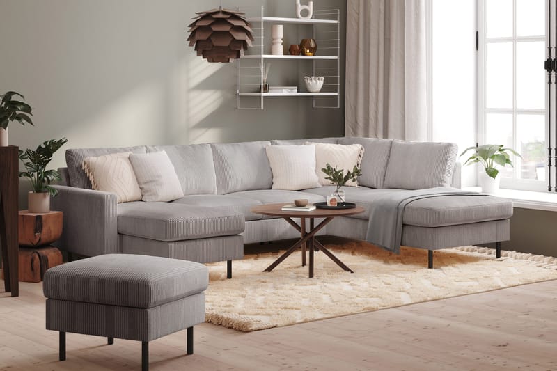 Peppe 4-istuttava Oikeakätinen U-muotoinen Sohva Divaanilla ja Divaaniosalla Manchesterista - Tummanharmaa - Huonekalut - Sohva - Divaanisohva