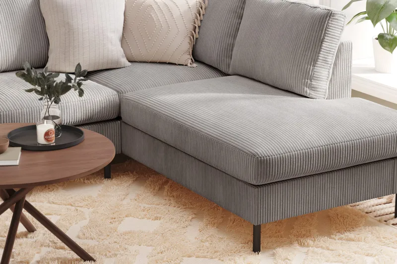 Peppe 4-istuttava Oikeakätinen U-muotoinen Sohva Divaanilla ja Divaaniosalla Manchesterista - Tummanharmaa - Huonekalut - Sohva - Divaanisohva