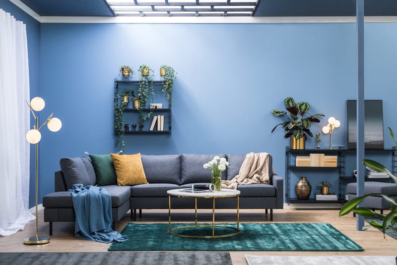 Peppe 4-istuttava Vasenkätinen L-muotoinen Divaanisohva Kankaasta - Tummanharmaa - Huonekalut - Sohva - Divaanisohva