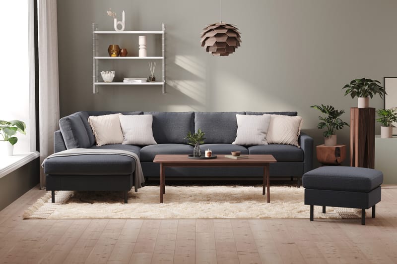 Peppe 4-istuttava Vasenkätinen L-muotoinen Divaanisohva Kankaasta - Tummanharmaa - Huonekalut - Sohva - Divaanisohva