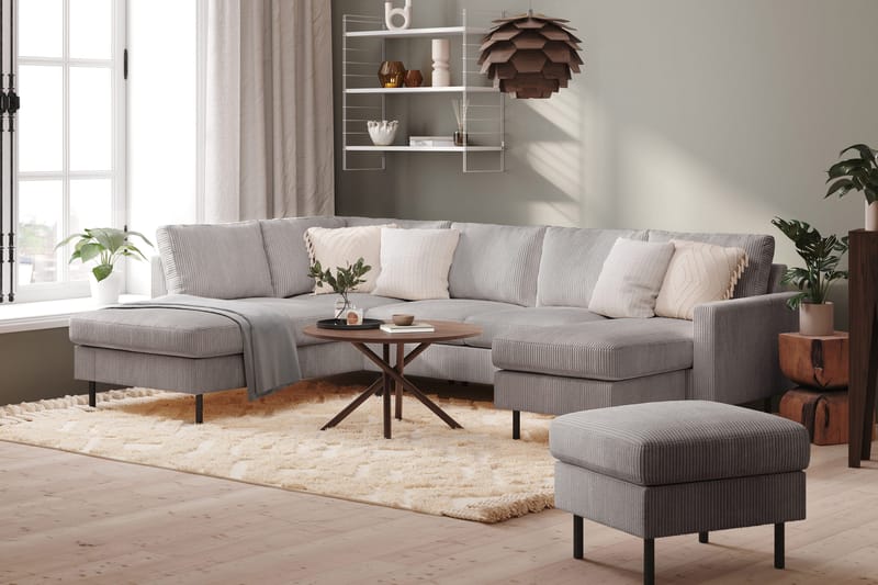 Peppe 4-istuttava Vasenkätinen U-muotoinen Sohva Divaanilla ja Leponurkkauksella Manchester-kankaasta - Tummanharmaa - Huonekalut - Sohva - Divaanisohva