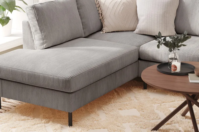 Peppe 4-istuttava Vasenkätinen U-muotoinen Sohva Divaanilla ja Leponurkkauksella Manchester-kankaasta - Tummanharmaa - Huonekalut - Sohva - Divaanisohva