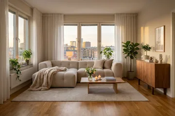 Puffy 3-istuttava kuplamainen sohva divaanilla vasen - Beige - Huonekalut - Sohva - Divaanisohva - 3 istuttava sohva divaanilla