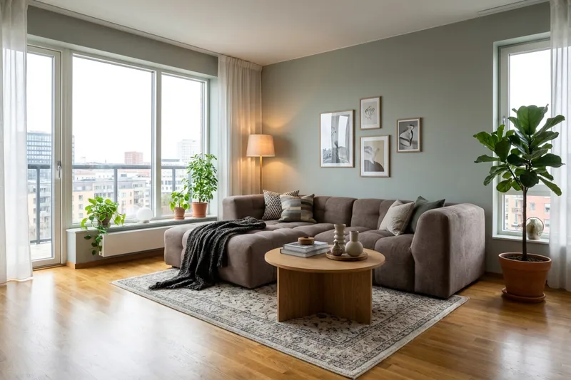 Puffy 3-istuttava kuplamainen sohva divaanilla vasen - Ruskea - Huonekalut - Sohva - Divaanisohva - 3 istuttava sohva divaanilla