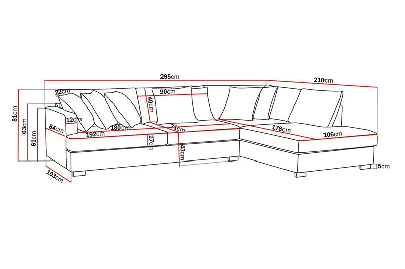 Rossita 4-istuttava Oikeakätinen L-muotoinen Syvä Leponurkkasohva Kankaasta - Beige - Huonekalut - Sohva - Divaanisohva