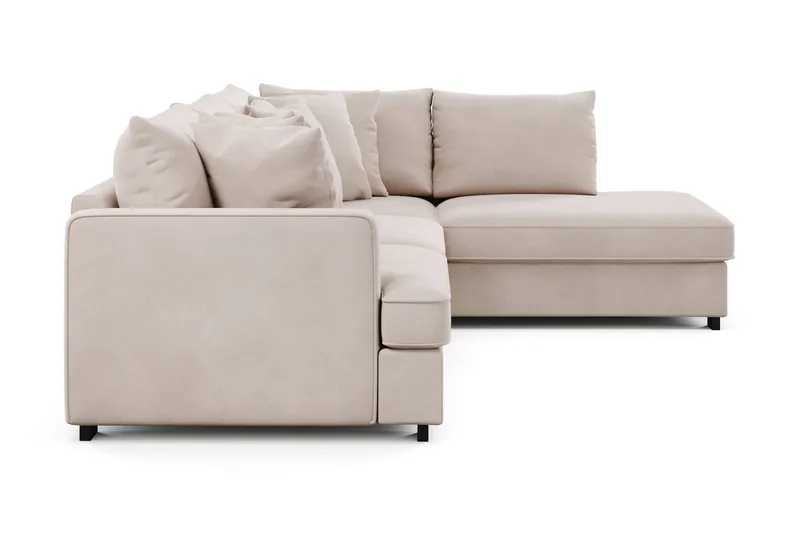 Rossita 4-istuttava Oikeakätinen L-muotoinen Syvä Leponurkkasohva Sametti - Beige - Huonekalut - Sohva - Divaanisohva